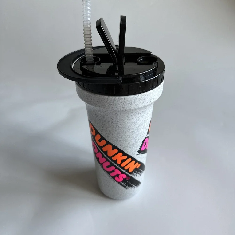 Vintage NEW Dunkin Donuts 48oz Cup Travel Tumbler Straw Lid Rare USA Plastic